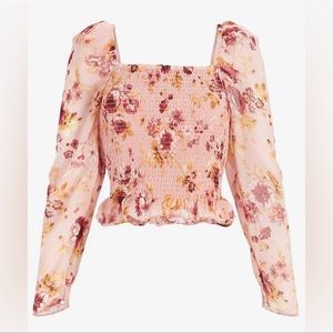 Express Floral Smocked Body Top